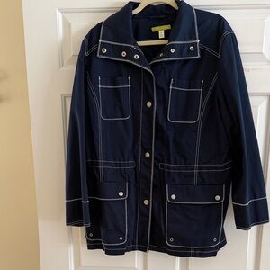 Sigrid Olsen Navy Blue Jacket with White Stitching